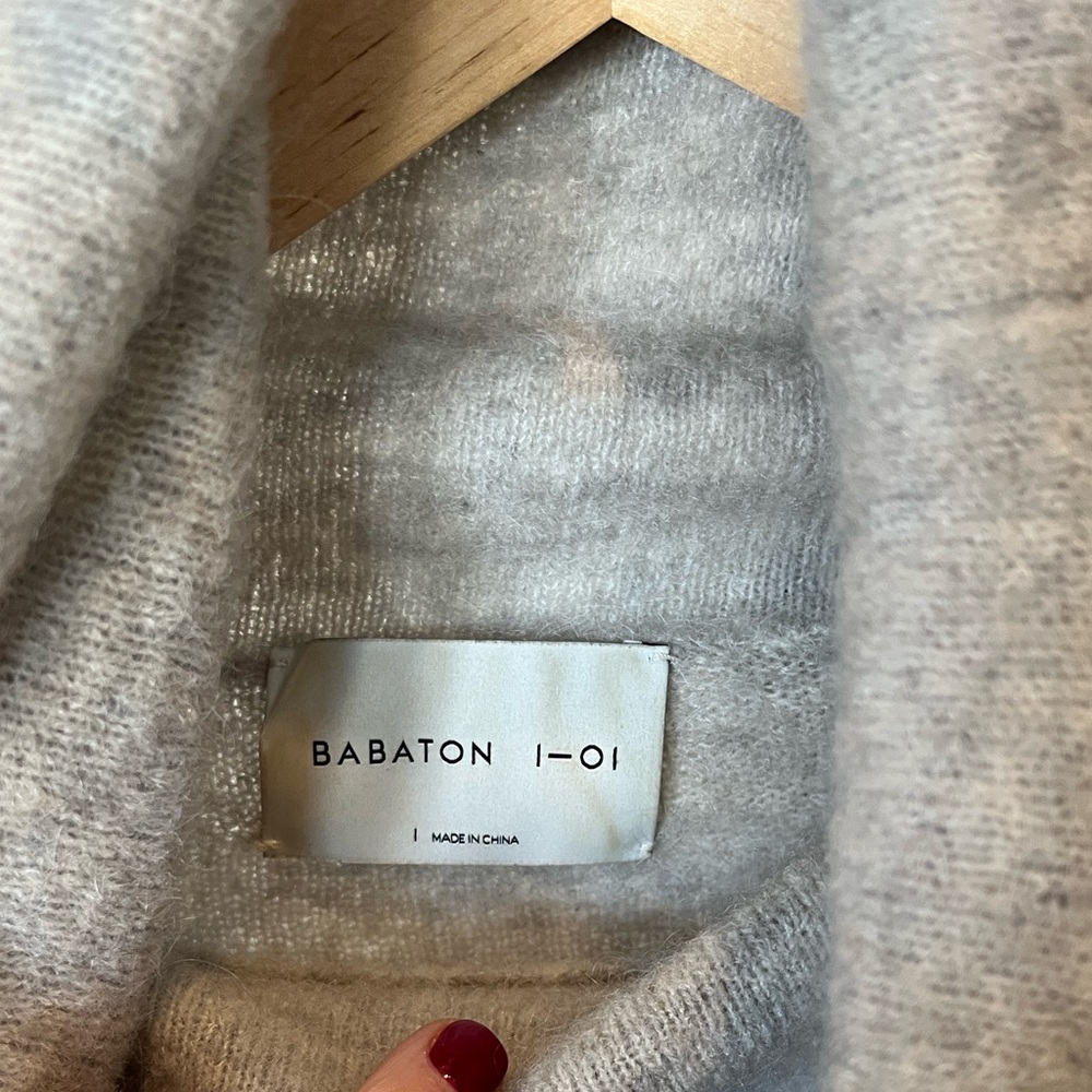 Aritzia Babaton Light Gray Cowl Neck Mohair and Wool Sweater - Picture 2 of 10